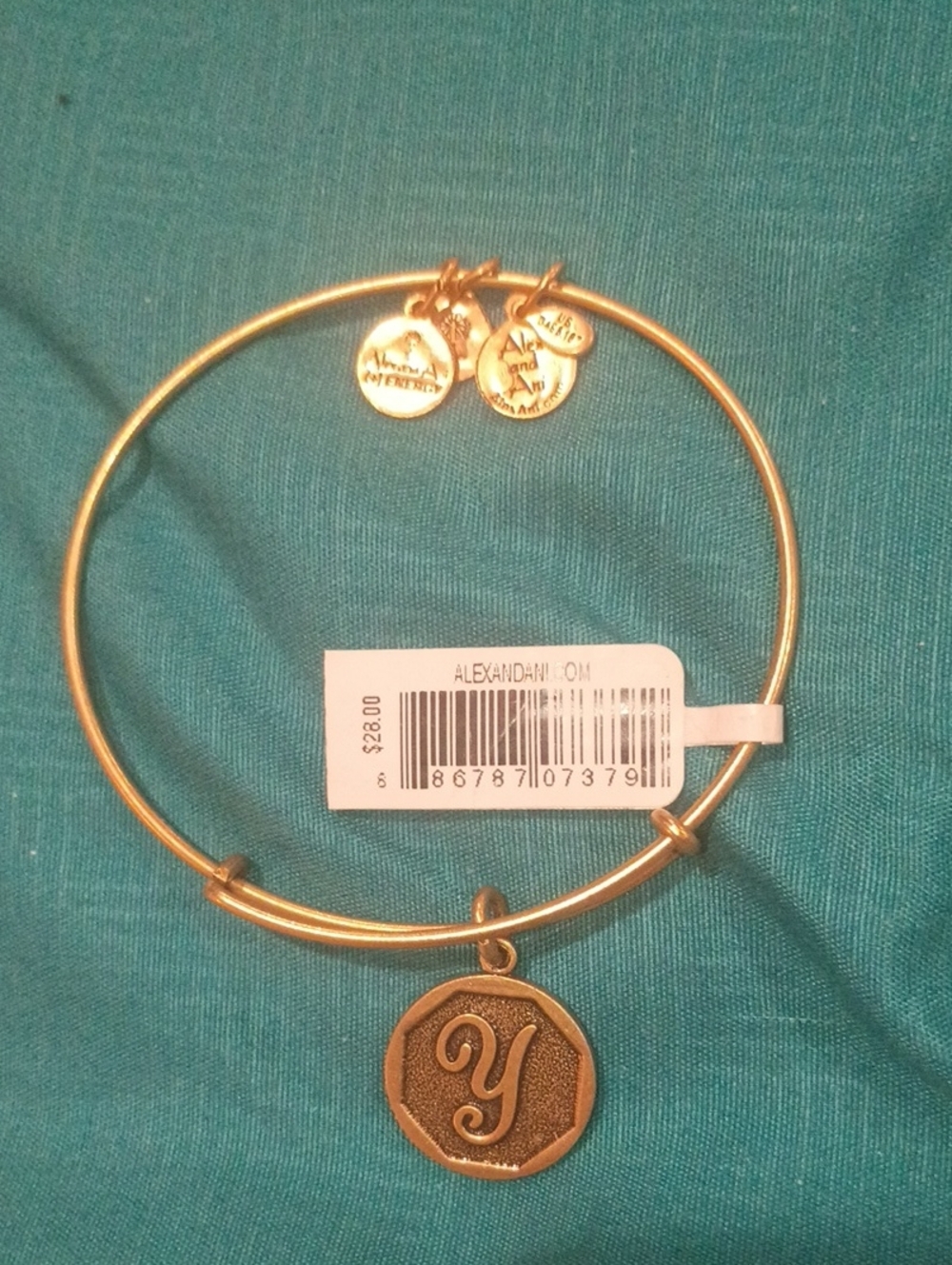 NWT Alex and Ani Gold Initial Y - Energy Charm Bangle Bracelet